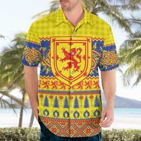 Scottish Christmas Hawaiian Shirt Scotland Thistle and Celtic Knot Yellow-Red Color - Wonder Print Shop