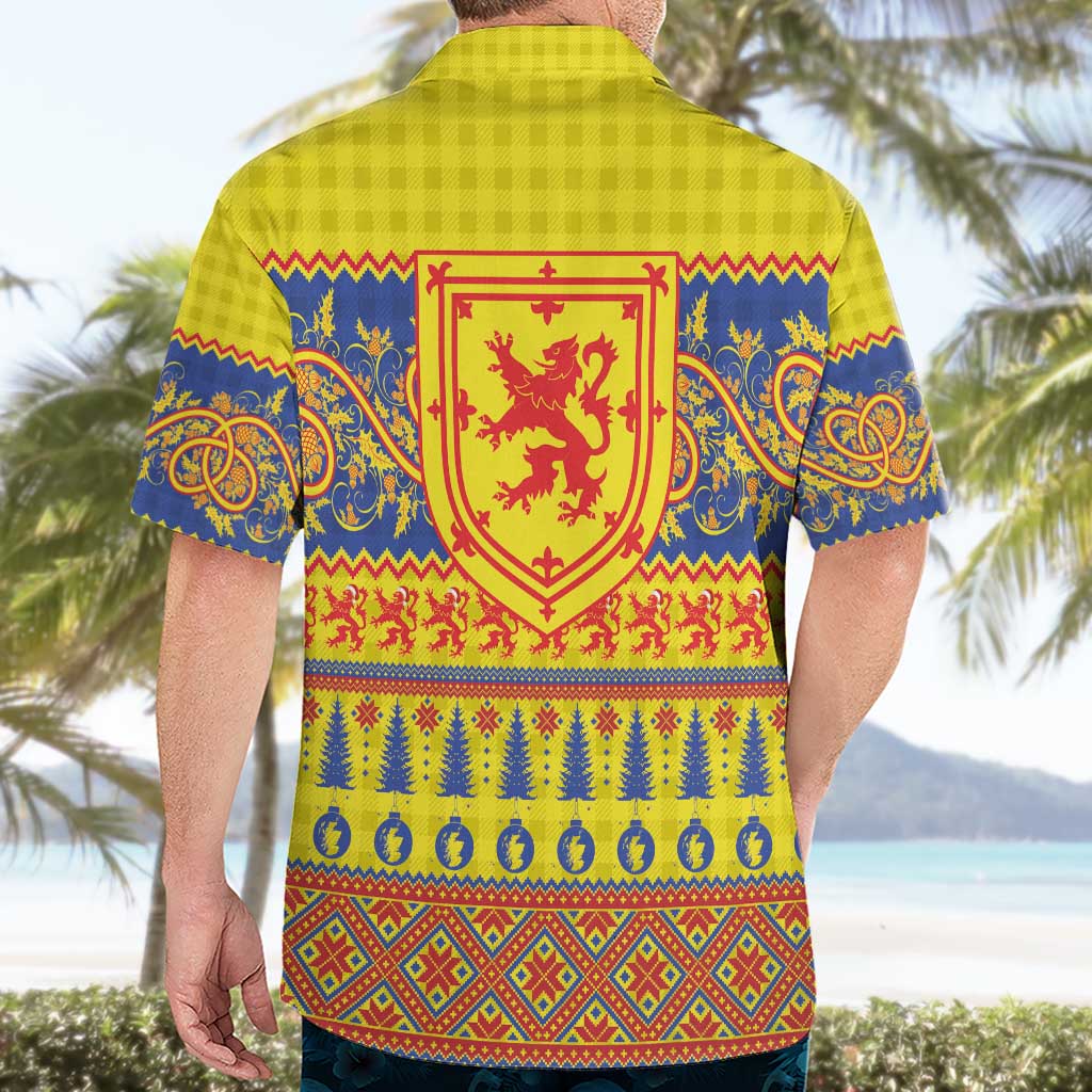 Scottish Christmas Hawaiian Shirt Scotland Thistle and Celtic Knot Yellow-Red Color - Wonder Print Shop