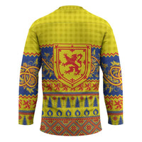 Scottish Christmas Hockey Jersey Scotland Thistle and Celtic Knot Yellow-Red Color - Wonder Print Shop