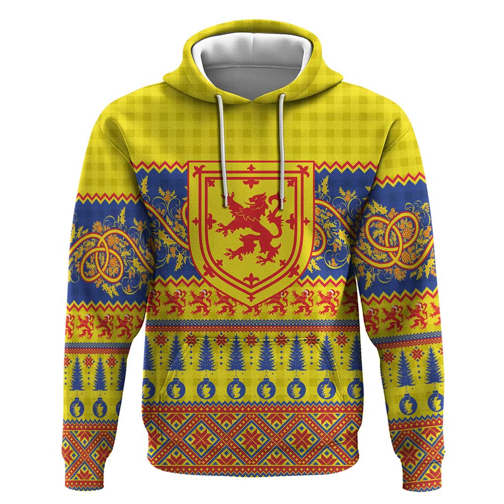 Scottish Christmas Hoodie Scotland Thistle and Celtic Knot Yellow-Red Color - Wonder Print Shop