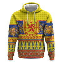 Scottish Christmas Hoodie Scotland Thistle and Celtic Knot Yellow-Red Color - Wonder Print Shop