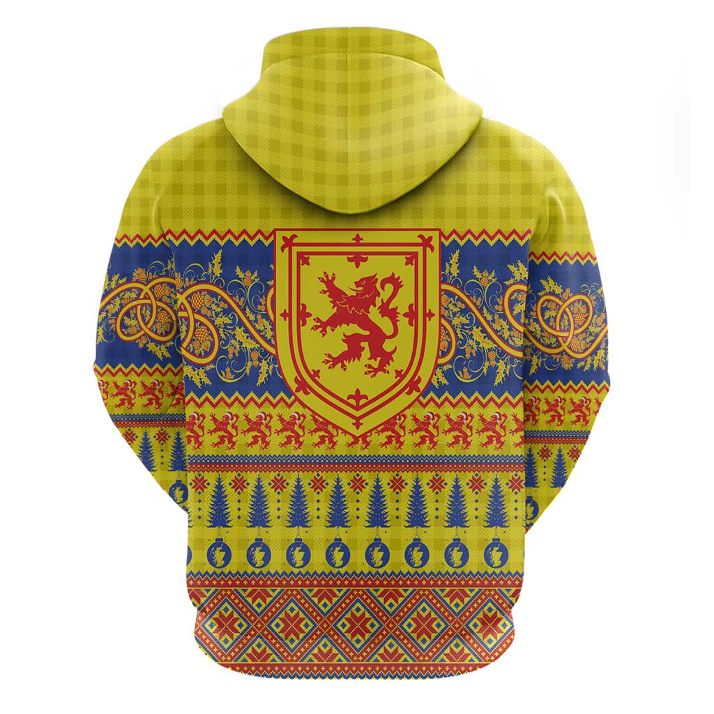Scottish Christmas Hoodie Scotland Thistle and Celtic Knot Yellow-Red Color - Wonder Print Shop