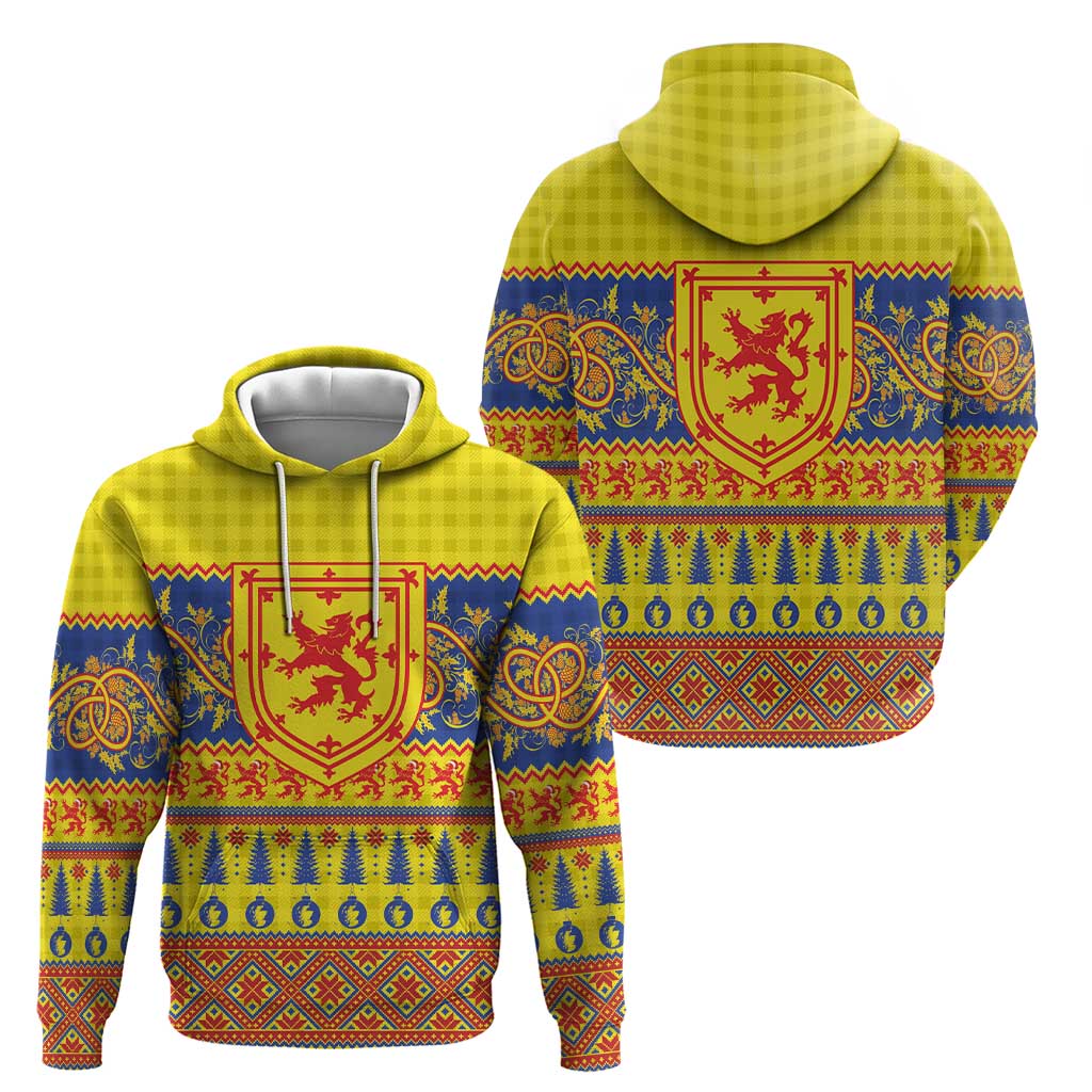 Scottish Christmas Hoodie Scotland Thistle and Celtic Knot Yellow-Red Color - Wonder Print Shop