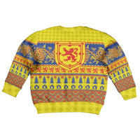 Scottish Christmas Kid Ugly Christmas Sweater Scotland Thistle and Celtic Knot Yellow-Red Color - Wonder Print Shop