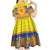 Scottish Christmas Kid Short Sleeve Dress Scotland Thistle and Celtic Knot Yellow-Red Color - Wonder Print Shop