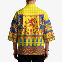 Scottish Christmas Kimono Scotland Thistle and Celtic Knot Yellow-Red Color - Wonder Print Shop