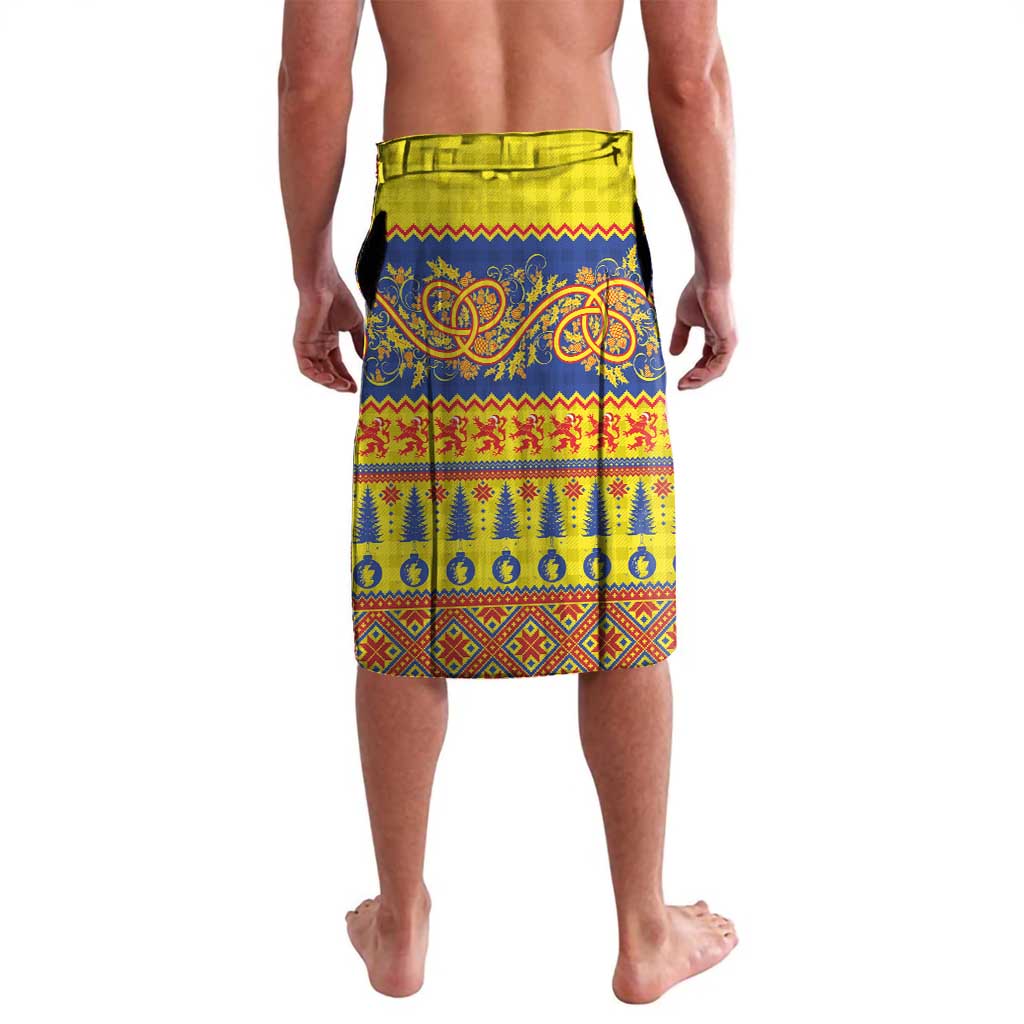 Scottish Christmas Lavalava Scotland Thistle and Celtic Knot Yellow-Red Color - Wonder Print Shop