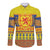 Scottish Christmas Long Sleeve Button Shirt Scotland Thistle and Celtic Knot Yellow-Red Color - Wonder Print Shop