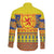 Scottish Christmas Long Sleeve Button Shirt Scotland Thistle and Celtic Knot Yellow-Red Color - Wonder Print Shop