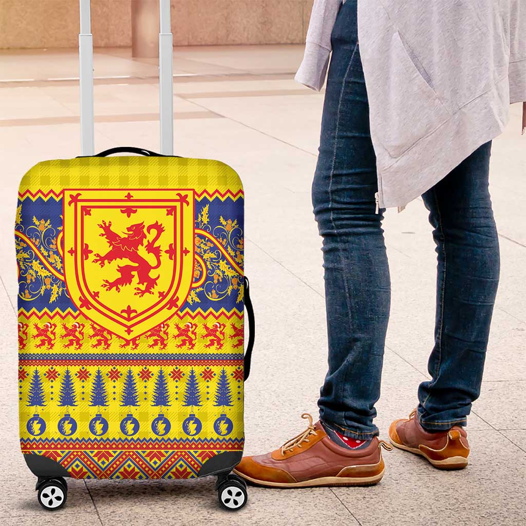 Scottish Christmas Luggage Cover Scotland Thistle and Celtic Knot Yellow-Red Color - Wonder Print Shop