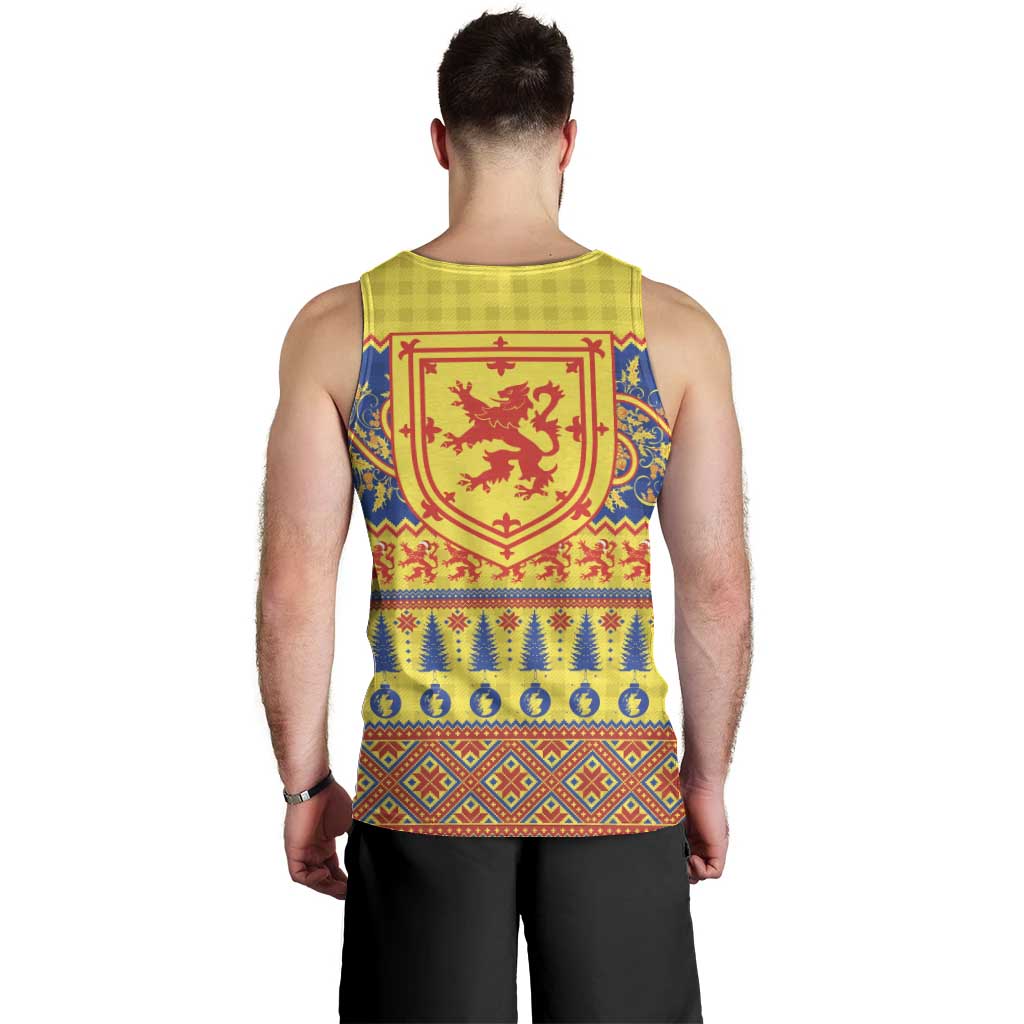 Scottish Christmas Men Tank Top Scotland Thistle and Celtic Knot Yellow-Red Color - Wonder Print Shop