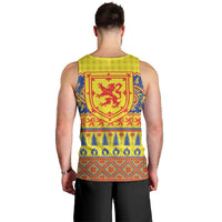 Scottish Christmas Men Tank Top Scotland Thistle and Celtic Knot Yellow-Red Color - Wonder Print Shop