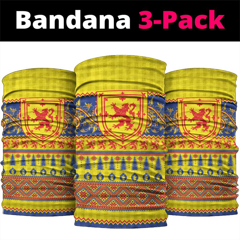 Scottish Christmas Neck Gaiter Scotland Thistle and Celtic Knot Yellow-Red Color - Wonder Print Shop