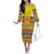 Scottish Christmas Off The Shoulder Long Sleeve Dress Scotland Thistle and Celtic Knot Yellow-Red Color - Wonder Print Shop