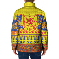 Scottish Christmas Padded Jacket Scotland Thistle and Celtic Knot Yellow-Red Color - Wonder Print Shop