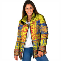 Scottish Christmas Padded Jacket Scotland Thistle and Celtic Knot Yellow-Red Color - Wonder Print Shop