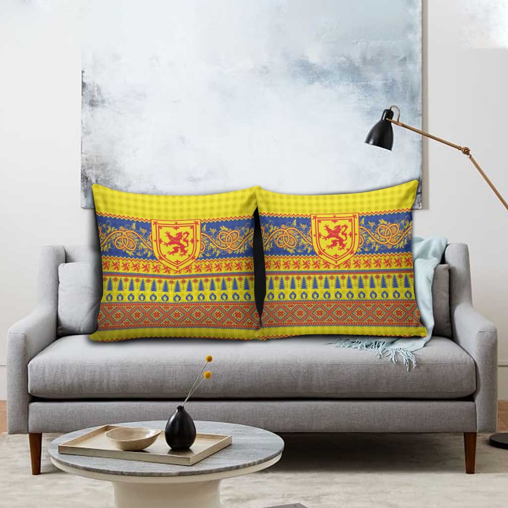 Scottish Christmas Pillow Cover Scotland Thistle and Celtic Knot Yellow-Red Color - Wonder Print Shop