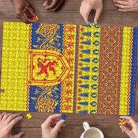 Scottish Christmas Puzzle Scotland Thistle and Celtic Knot Yellow-Red Color - Wonder Print Shop