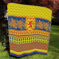 Scottish Christmas Quilt Scotland Thistle and Celtic Knot Yellow-Red Color - Wonder Print Shop