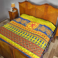 Scottish Christmas Quilt Scotland Thistle and Celtic Knot Yellow-Red Color - Wonder Print Shop