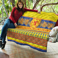 Scottish Christmas Quilt Scotland Thistle and Celtic Knot Yellow-Red Color - Wonder Print Shop