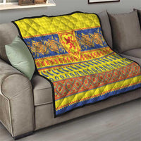 Scottish Christmas Quilt Scotland Thistle and Celtic Knot Yellow-Red Color - Wonder Print Shop