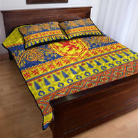 Scottish Christmas Quilt Bed Set Scotland Thistle and Celtic Knot Yellow-Red Color - Wonder Print Shop