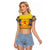 Scottish Christmas Raglan Cropped T Shirt Scotland Thistle and Celtic Knot Yellow-Red Color - Wonder Print Shop
