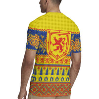 Scottish Christmas Rugby Jersey Scotland Thistle and Celtic Knot Yellow-Red Color - Wonder Print Shop