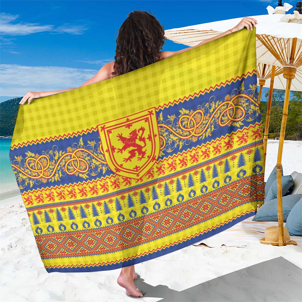 Scottish Christmas Sarong Scotland Thistle and Celtic Knot Yellow-Red Color - Wonder Print Shop