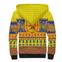 Scottish Christmas Sherpa Hoodie Scotland Thistle and Celtic Knot Yellow-Red Color - Wonder Print Shop