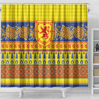 Scottish Christmas Shower Curtain Scotland Thistle and Celtic Knot Yellow-Red Color - Wonder Print Shop