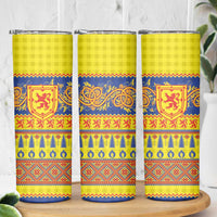 Scottish Christmas Skinny Tumbler Scotland Thistle and Celtic Knot Yellow-Red Color - Wonder Print Shop