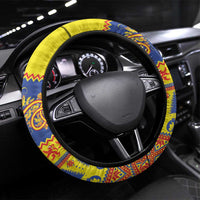 Scottish Christmas Steering Wheel Cover Scotland Thistle and Celtic Knot Yellow-Red Color - Wonder Print Shop
