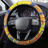 Scottish Christmas Steering Wheel Cover Scotland Thistle and Celtic Knot Yellow-Red Color - Wonder Print Shop