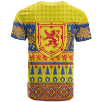 Scottish Christmas T Shirt Scotland Thistle and Celtic Knot Yellow-Red Color - Wonder Print Shop