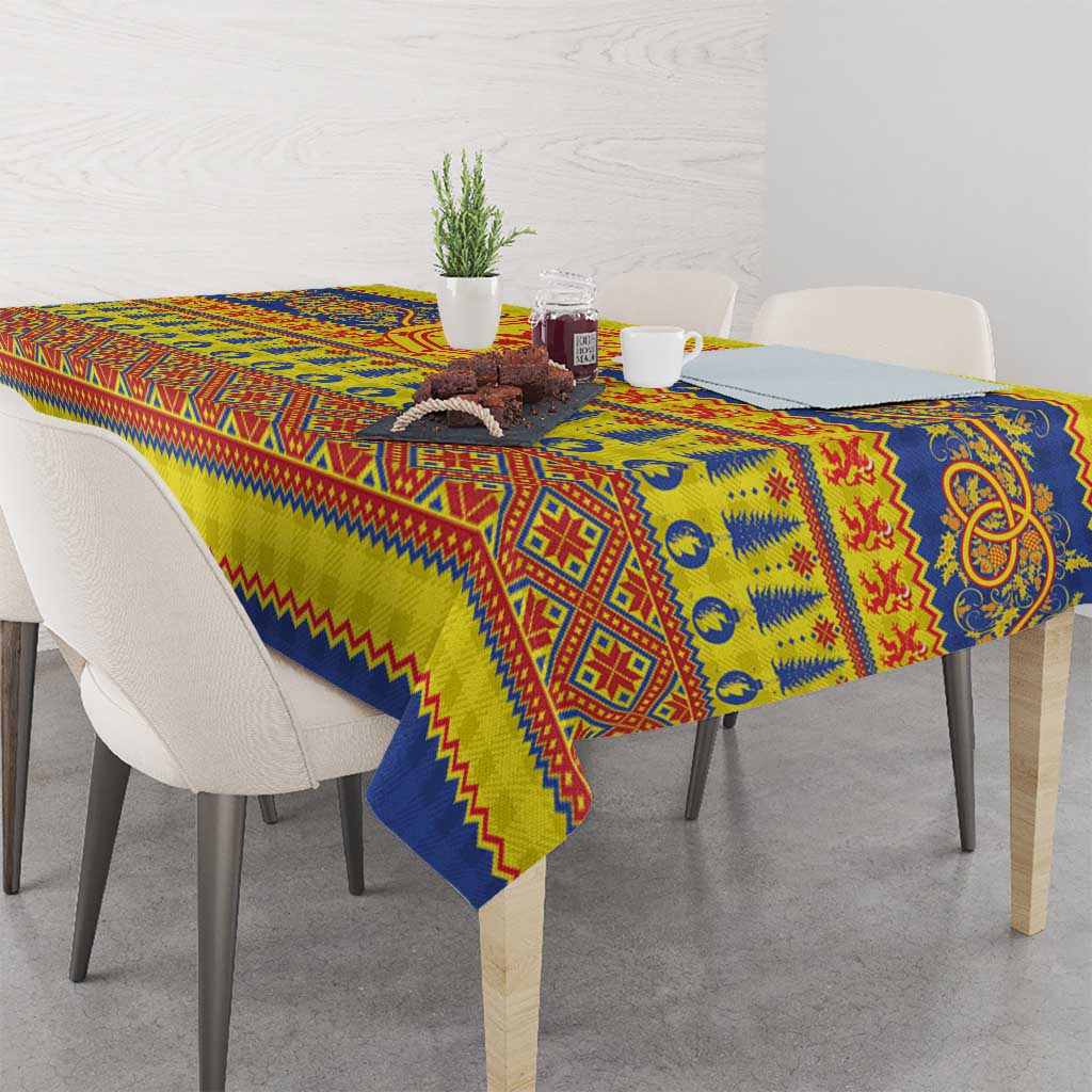 Scottish Christmas Tablecloth Scotland Thistle and Celtic Knot Yellow-Red Color - Wonder Print Shop