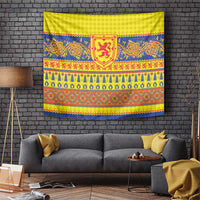 Scottish Christmas Tapestry Scotland Thistle and Celtic Knot Yellow-Red Color - Wonder Print Shop