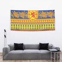 Scottish Christmas Tapestry Scotland Thistle and Celtic Knot Yellow-Red Color - Wonder Print Shop