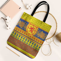 Scottish Christmas Tote Bag Scotland Thistle and Celtic Knot Yellow-Red Color - Wonder Print Shop
