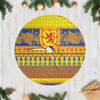 Scottish Christmas Tree Skirt Scotland Thistle and Celtic Knot Yellow-Red Color - Wonder Print Shop