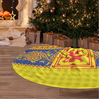 Scottish Christmas Tree Skirt Scotland Thistle and Celtic Knot Yellow-Red Color - Wonder Print Shop