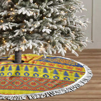 Scottish Christmas Tree Skirt Scotland Thistle and Celtic Knot Yellow-Red Color - Wonder Print Shop