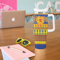 Scottish Christmas Tumbler With Handle Scotland Thistle and Celtic Knot Yellow-Red Color - Wonder Print Shop