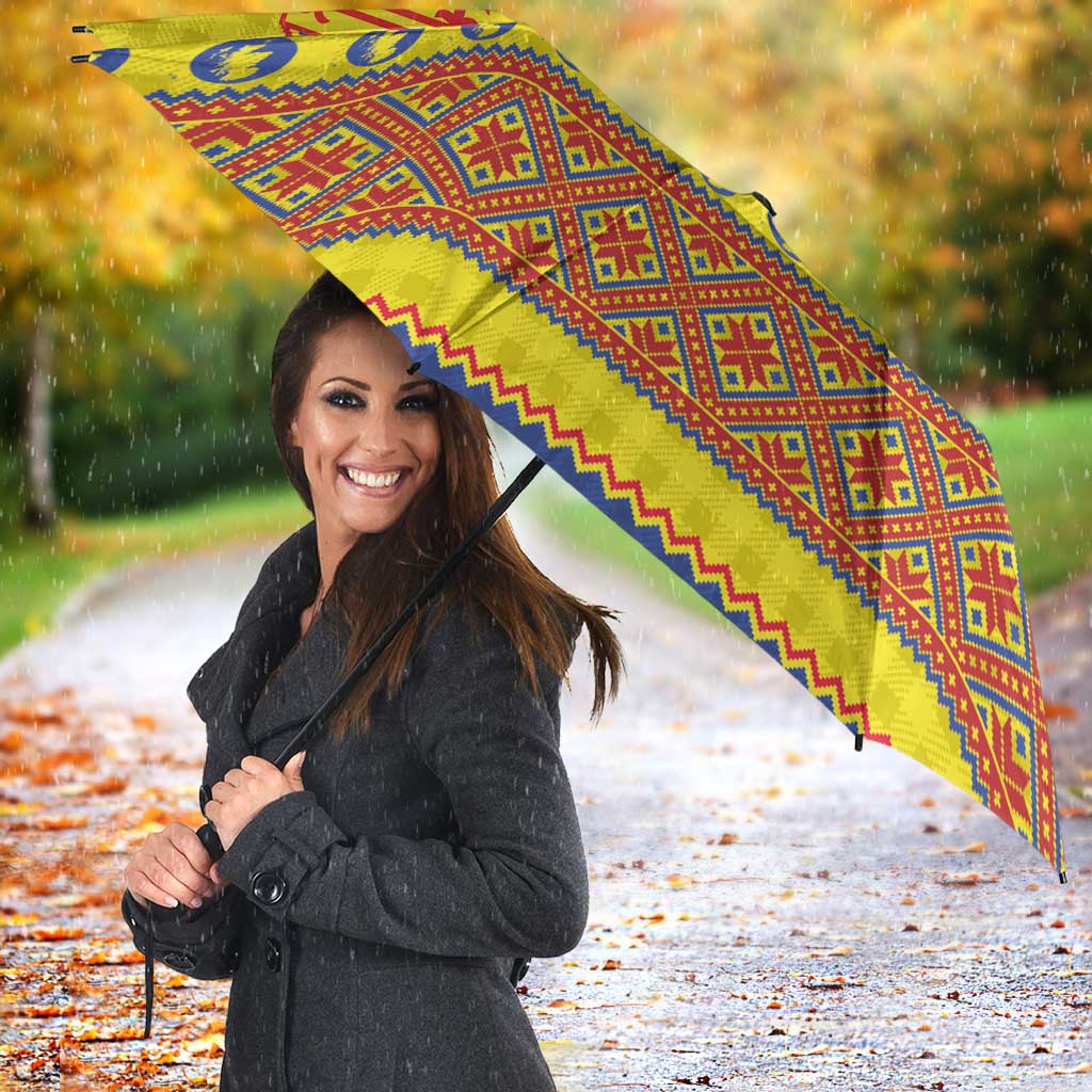 Scottish Christmas Umbrella Scotland Thistle and Celtic Knot Yellow-Red Color - Wonder Print Shop