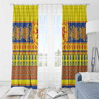 Scottish Christmas Window Curtain Scotland Thistle and Celtic Knot Yellow-Red Color - Wonder Print Shop