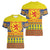 Scottish Christmas Women V-Neck T-Shirt Scotland Thistle and Celtic Knot Yellow-Red Color - Wonder Print Shop