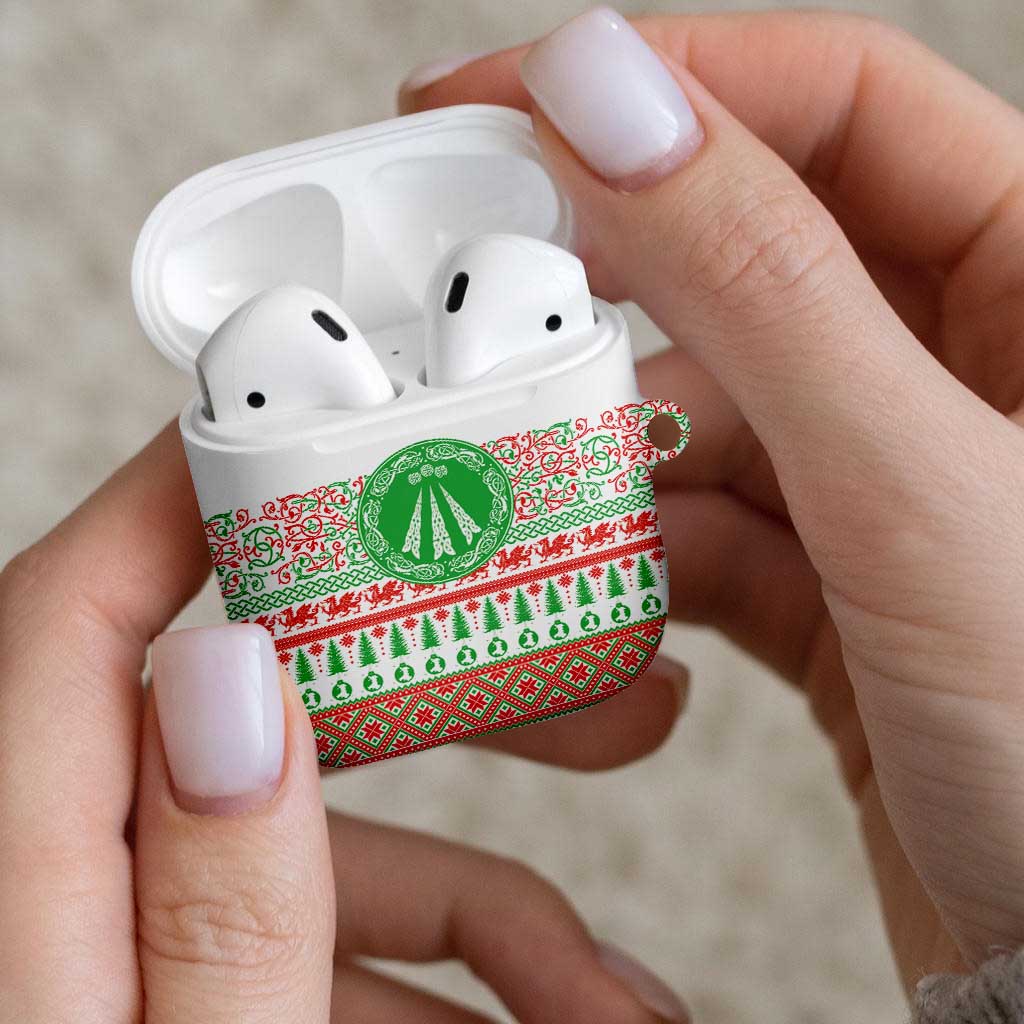Welsh Christmas AirPods Case Awen and Celtics Culture with Xmas Elements - Wonder Print Shop