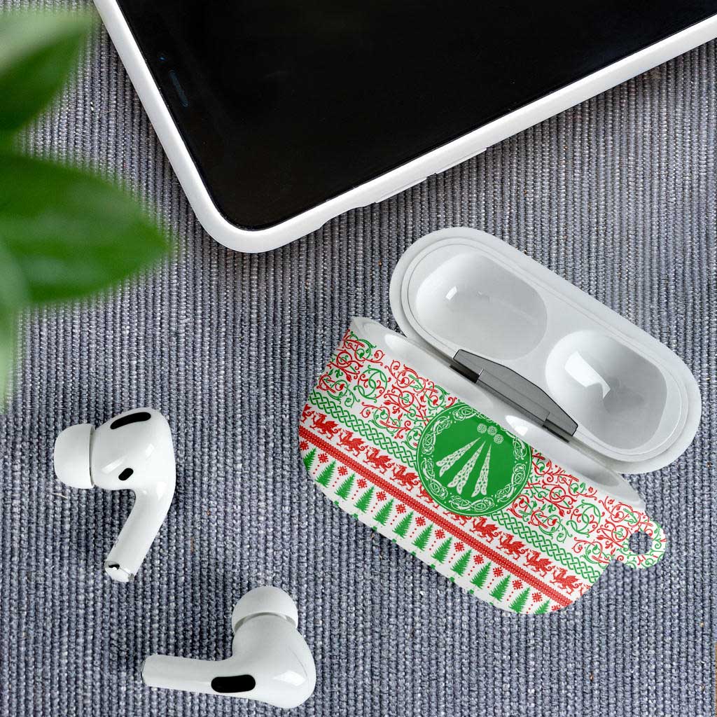Welsh Christmas AirPods Case Awen and Celtics Culture with Xmas Elements - Wonder Print Shop