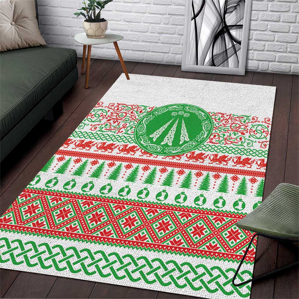 Welsh Christmas Area Rug Awen and Celtics Culture with Xmas Elements - Wonder Print Shop
